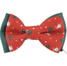 Červená mašľa so vzorom Santa Clausa a vianočného stromčeka