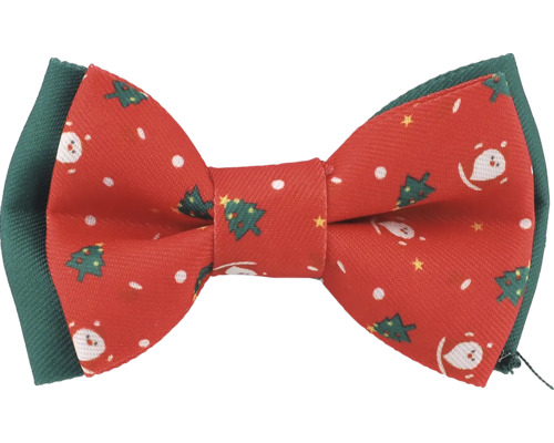 Motýlik pre psov Dog Fantasy Winter Tale Vianočné 10x6cm 2ks Červená mašľa so vzorom Santa Clausa a vianočného stromčeka