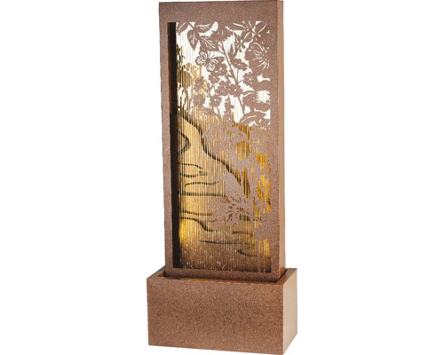 Dekoratívna izbová fontána s kvetinovým motívom a vodopádom