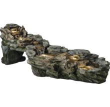 Kaskádová fontána so vzhľadom kameňa a osvetlením do záhrady