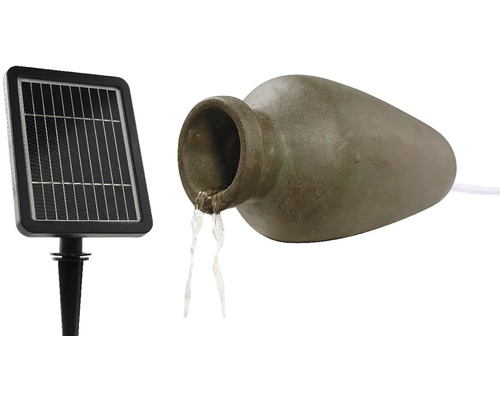 Solárny chrlič vody s dizajnom urny a solárnym panelom