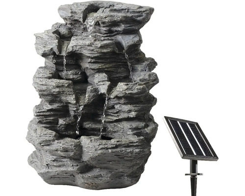 Solárna kaskádová fontána vo vzhľade skaly s vodnou hrou