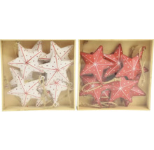 Dve drevené debničky s hviezdami na zavesenie, vianočná dekorácia