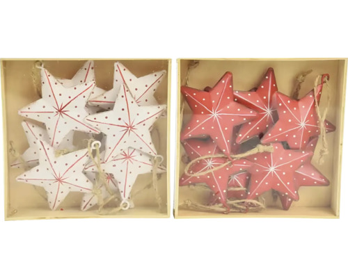 Dve drevené debničky s hviezdami na zavesenie, vianočná dekorácia