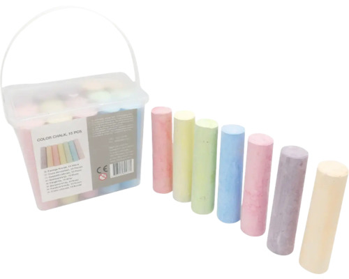 Vedro s 15 kusmi farebnej kriedy