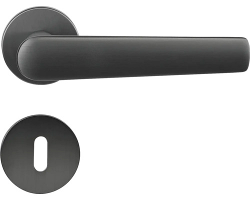 Hliníkové kovanie RK.K16.BOLOGNA.BB.ANT na okrúhlych rozetách s vratnou pružinou kľučiek Sada kľučiek na dvere s kľúčovou rozetou