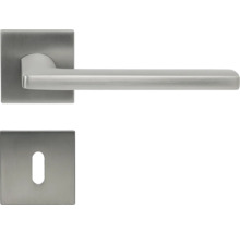 Dverová kľučka z nehrdzavejúcej ocele so štvorcovou rozetou a kľúčovou rozetou