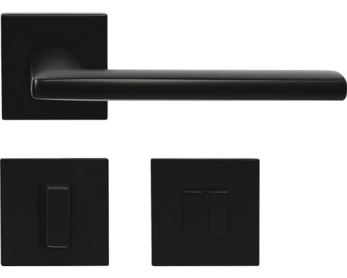 Sada kľučky ku dverám s hranatými rozetami pre interiérové dvere