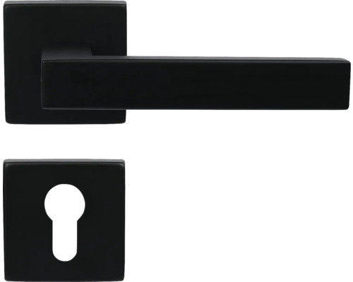 Nerezové kovanie RK.TP-FORM.PZ.CE na štvorcových rozetách s vratnou pružinou kľučiek Sada kľučiek na dvere so štvorcovou rozetou a kľúčovou dierkou