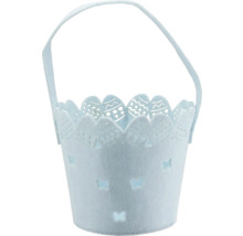 Košík z plsti s rúčkou, vzorom veľkonočných vajíčok a motýľov