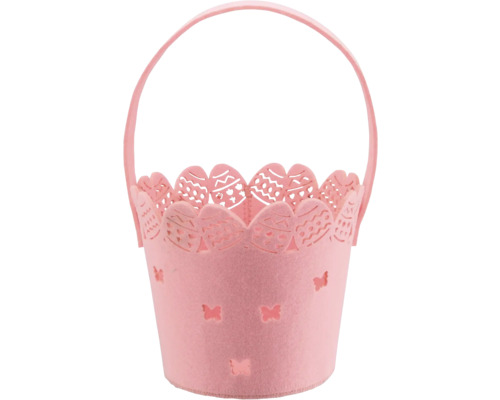 Veľkonočný košík z plsti s rúčkou a vyrezávanými motívmi