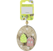 Závesná dekorácia so stromom a domom do interiéru