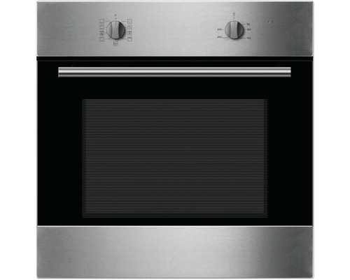 Vstavaná nerezová rúra s ovládacími gombíkmi a priehľadným okienkom