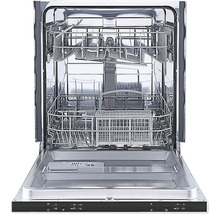 Otvorená umývačka riadu s košmi na príbory a košmi na riad.