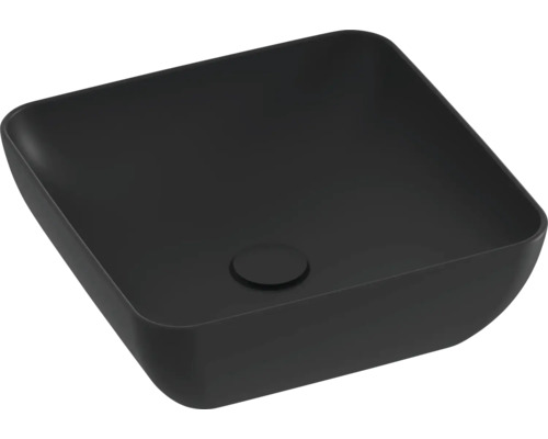 Čierne umývadlo na dosku so štvorcovým tvarom