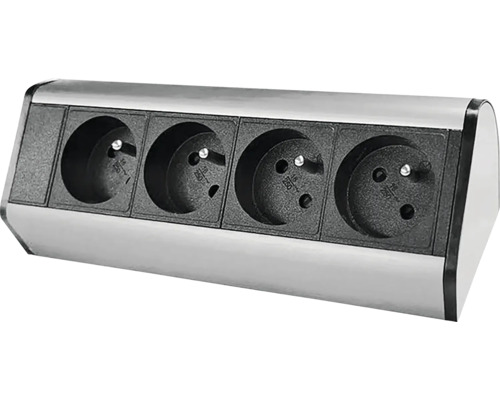 Zásuvková lišta 4x zásuvka 27,5 cm povrchová strieborná Predlžovací kábel so štyrmi zásuvkami