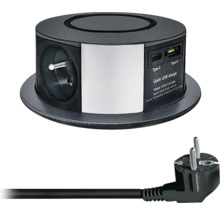 Zásuvkový blok s USB portami a zástrčkou