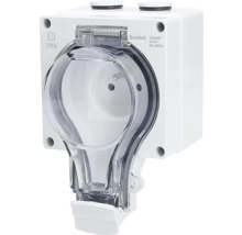 Zásuvka do vlhkého prostredia s výklopným vekom