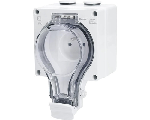 Zásuvka Solight 5B350 IP66 biela Zásuvka do vlhkého prostredia s výklopným vekom