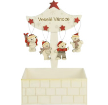 Vianočná dekorácia s medvedím dekorom a nápisom 'Veselé Vánoce'