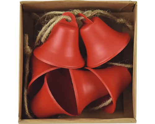 Dekoratívne červené zvončeky so šnúrkou v krabici