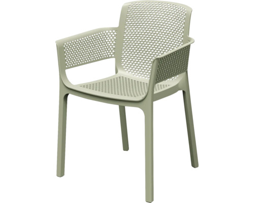 Stolička s opierkami rúk plastová NEXO 54 x 59 x 81 cm béžová Plastová záhradná stolička s opierkami na ruky