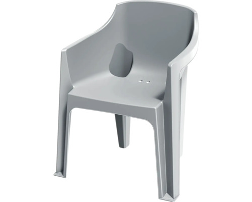 Stolička s podrúčkami plastová TURINO 36 x 55 x 77 cm svetlo sivá Sivá plastová stolička s opierkami na ruky