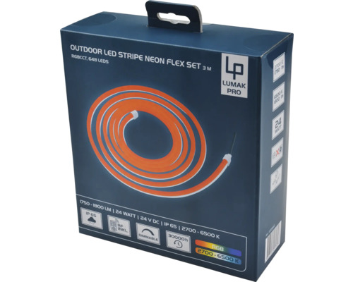 Balenie Lumak Pro vonkajšieho LED neónového ohybného pásika s dĺžkou 3 metre