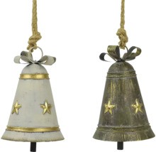 Dva kovové zvončeky na zavesenie, zdobené hviezdami