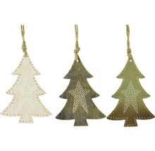 Tri ozdobné vianočné stromčeky na zavesenie so vzorom hviezdy