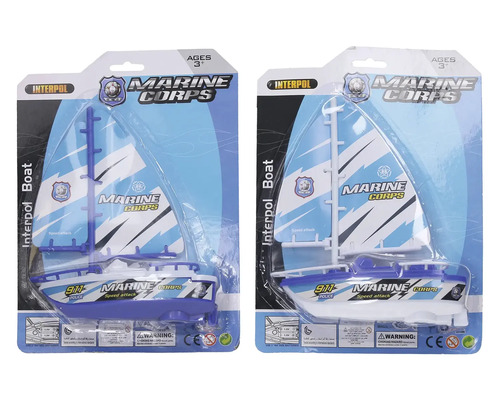 Hračky do vody loďka 17 x 19 cm modro-biela Dve hračky lode v dizajne Marine Corps v balení