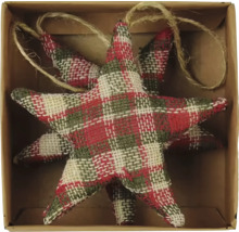 Dekoratívne hviezdy s károvaným vzorom a závesom v kartónovom obale