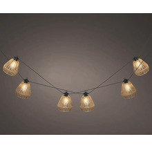 Svetelná reťaz s ratanovými tienidlami pre vonkajšie použitie