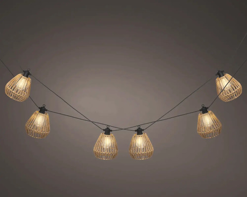 Svetelná girlanda s lampiónmi 29 x 52 x 30 cm Svetelná reťaz s ratanovými tienidlami pre vonkajšie použitie