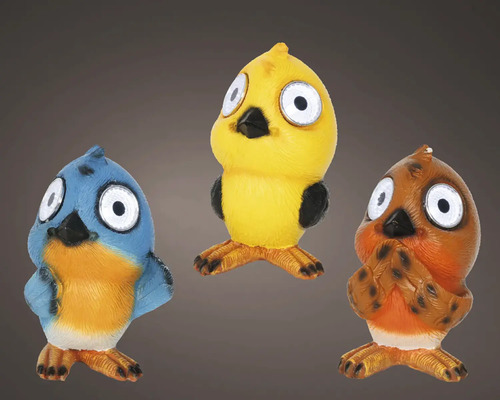 Tri dekoratívne vtáčie figúrky do záhrady