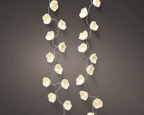 Svetelná reťaz s kvetmi biela 13 x 23 x 15 cm Svetelná reťaz so žiarovkami v tvare kvetov