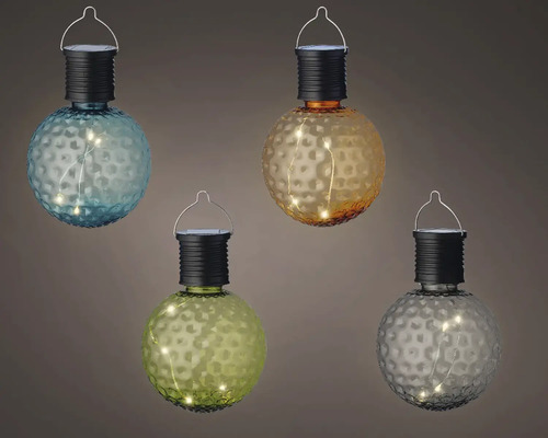 Štyri solárne svetlá v tvare žiarovky so zavesením