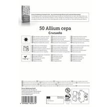 Balenie 50 semien cibule Allium cepa Crusado s informáciami o umiestnení, pestovaní a vlastnostiach