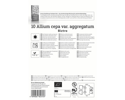 Balenie 10 ks Allium cepa var. aggregatum Biztro cibuliek, s informáciami o stanovišti, výsadbe a vlastnostiach