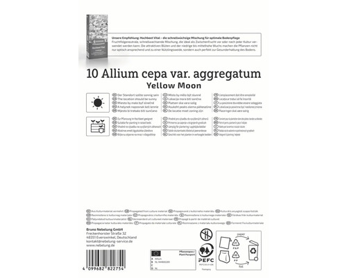 Balenie 10 ks cibuľa Allium cepa var. aggregatum Yellow Moon s informáciami o stanovišti, výsadbe a množení
