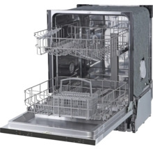 Otvorená umývačka riadu s dvoma košmi a košíkom na príbory