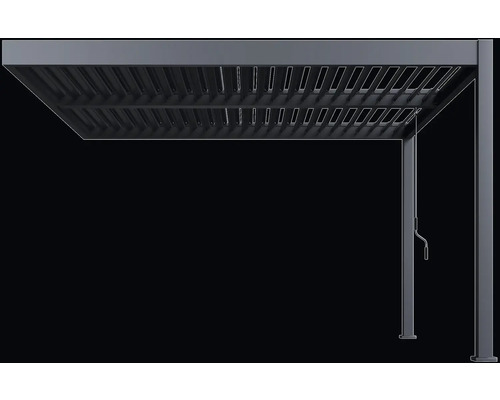 Detailný pohľad na modernú pergolu s lamelovou strechou