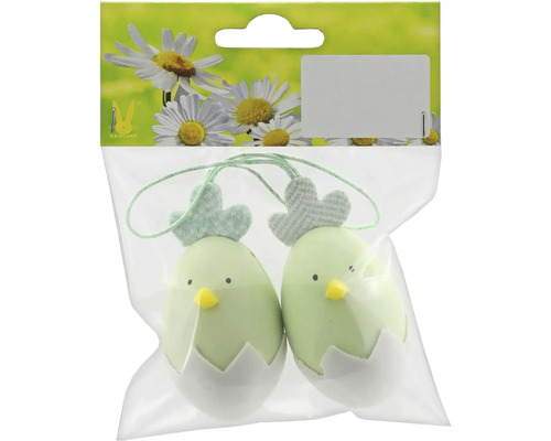 Balenie dvoch príveskov kuriatok liahnutých z vaječných škrupín so závesnými šnúrkami