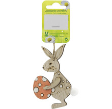 Závesná dekorácia veľkonočný zajačik s vajcom z dreva