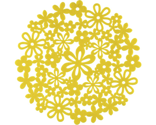 Žltá dekorácia na stôl s kvetinovým dizajnom