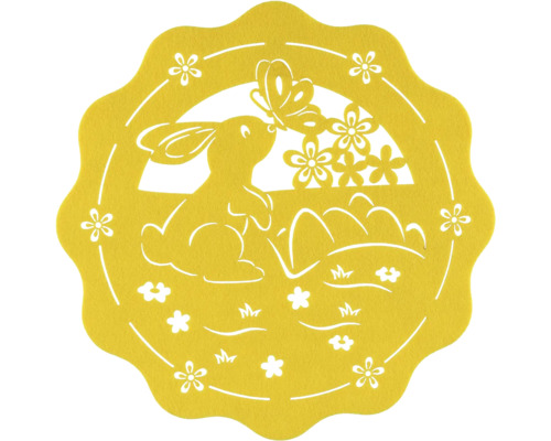 Dekoratívny obrázok do okna s motívom zajaca, motýľa a kvetov