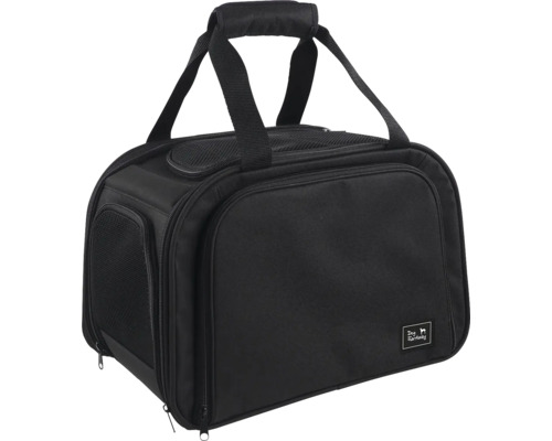 Čierna prepravka pre domáce zvieratá so zipsom a držadlami