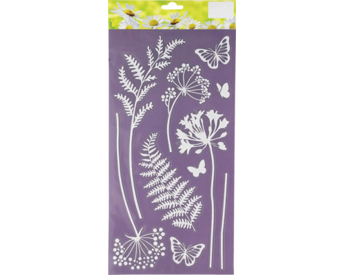 Dekoratívna okenná fólia s motívmi rastlín a motýľov