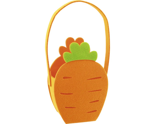 Darčekový kôš v tvare mrkvy z plsti s držadlom
