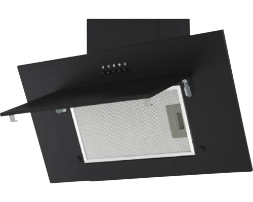 Čierny digestor s kovovým filtrom